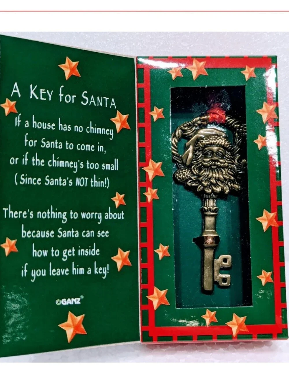 GANZ A Key For SANTA Holiday Key In Box in Green, Red & Gold